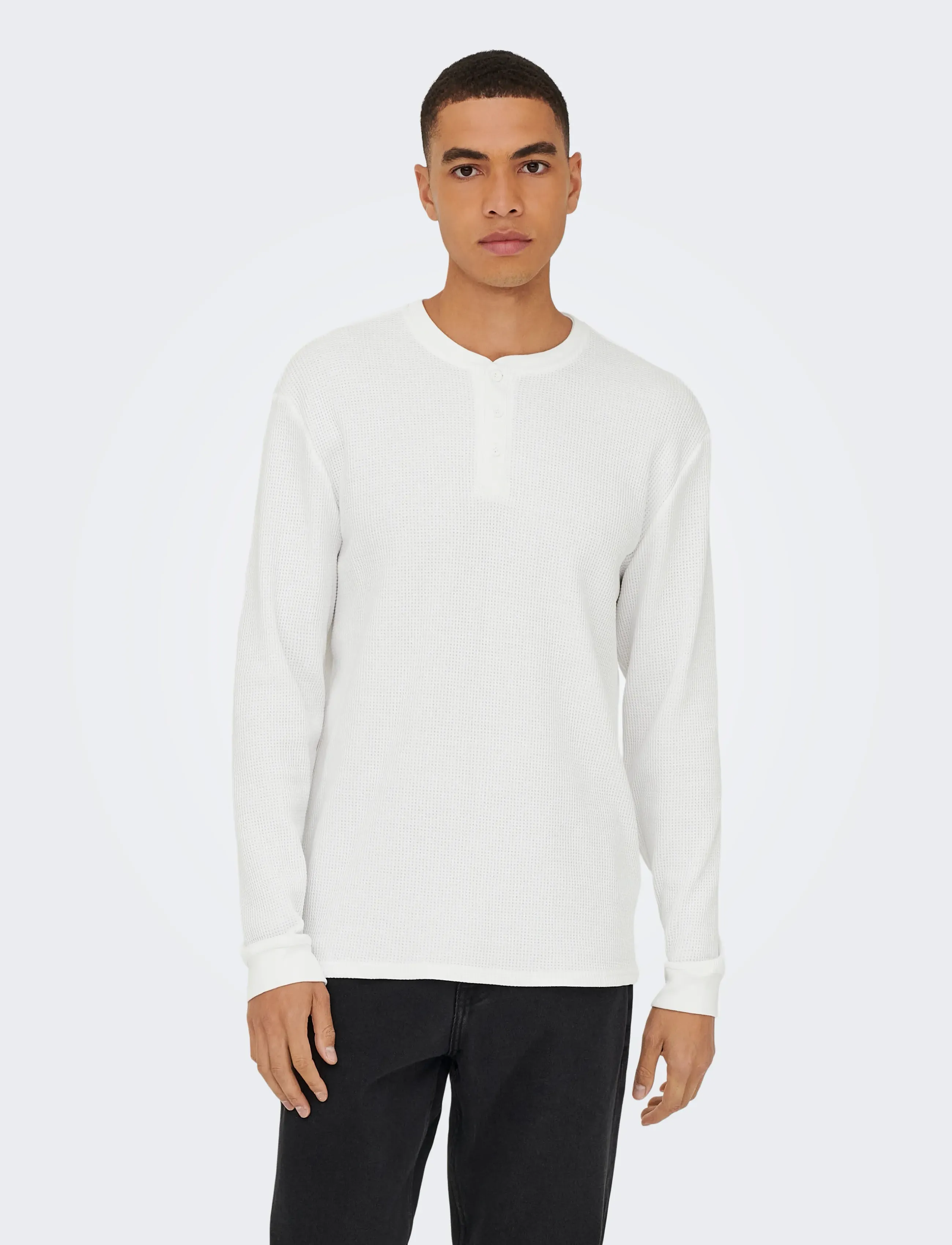 ONLY & SONS ONSTOBIE REG LS HENLEY TEE NOOS - Pakkumised - BRIGHT WHITE / white