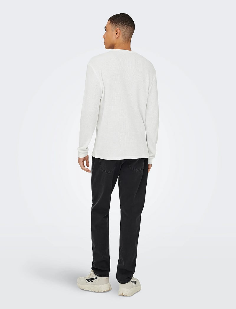 ONLY & SONS - ONSTOBIE REG LS HENLEY TEE NOOS - långärmade t-shirts - bright white - 3