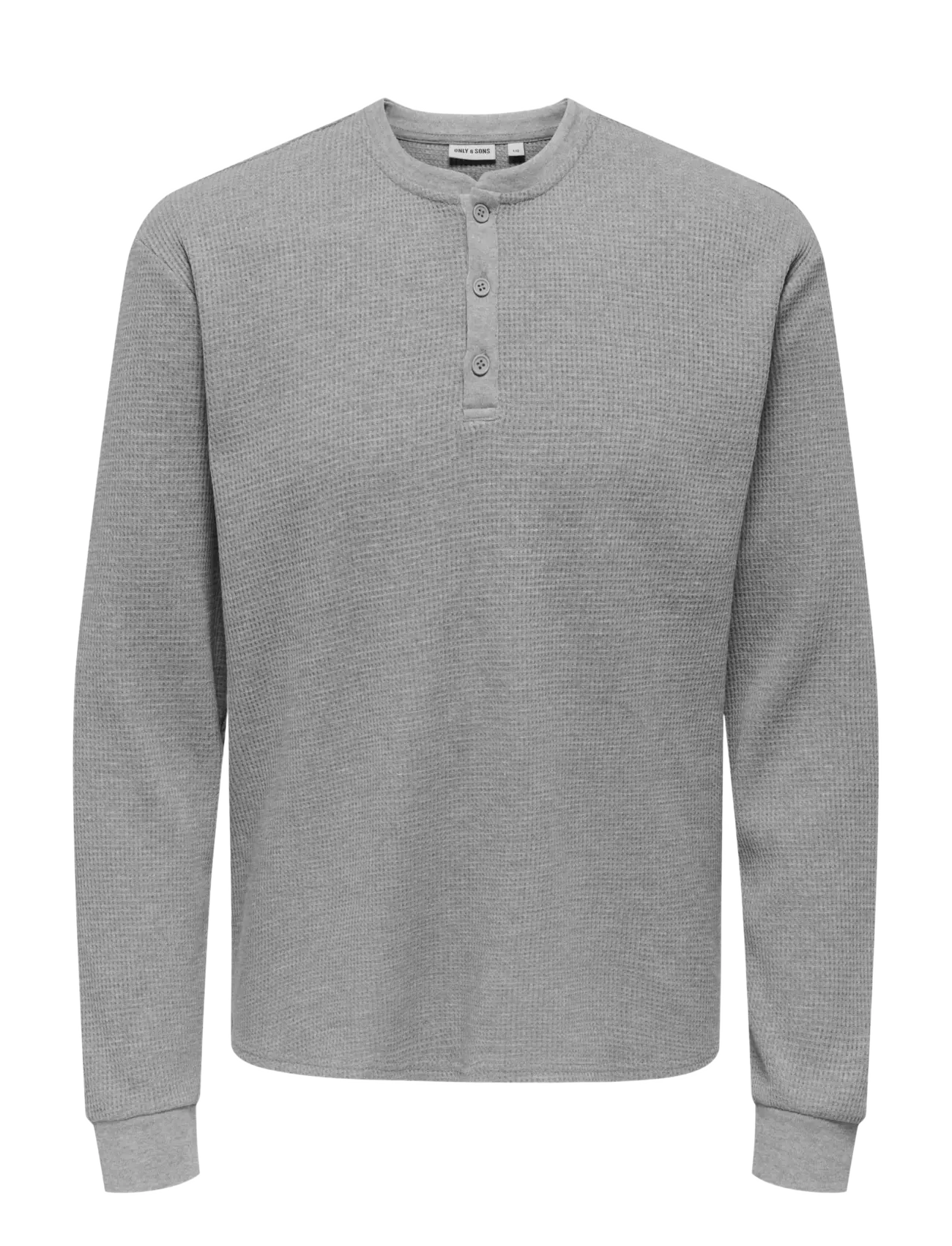 ONLY & SONS ONSTOBIE REG LS HENLEY TEE NOOS - Clothing - LIGHT GREY MELANGE / grey
