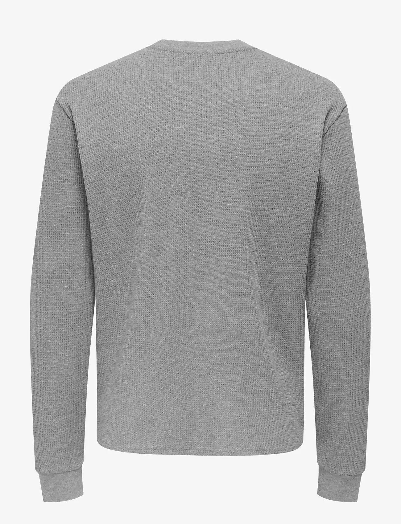 ONLY & SONS - ONSTOBIE REG LS HENLEY TEE NOOS - langærmede t-shirts - light grey melange - 1
