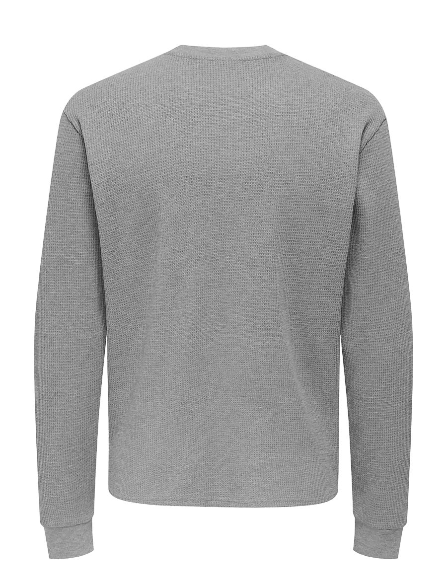 ONLY & SONS - ONSTOBIE REG LS HENLEY TEE NOOS - langärmelig - light grey melange - 1