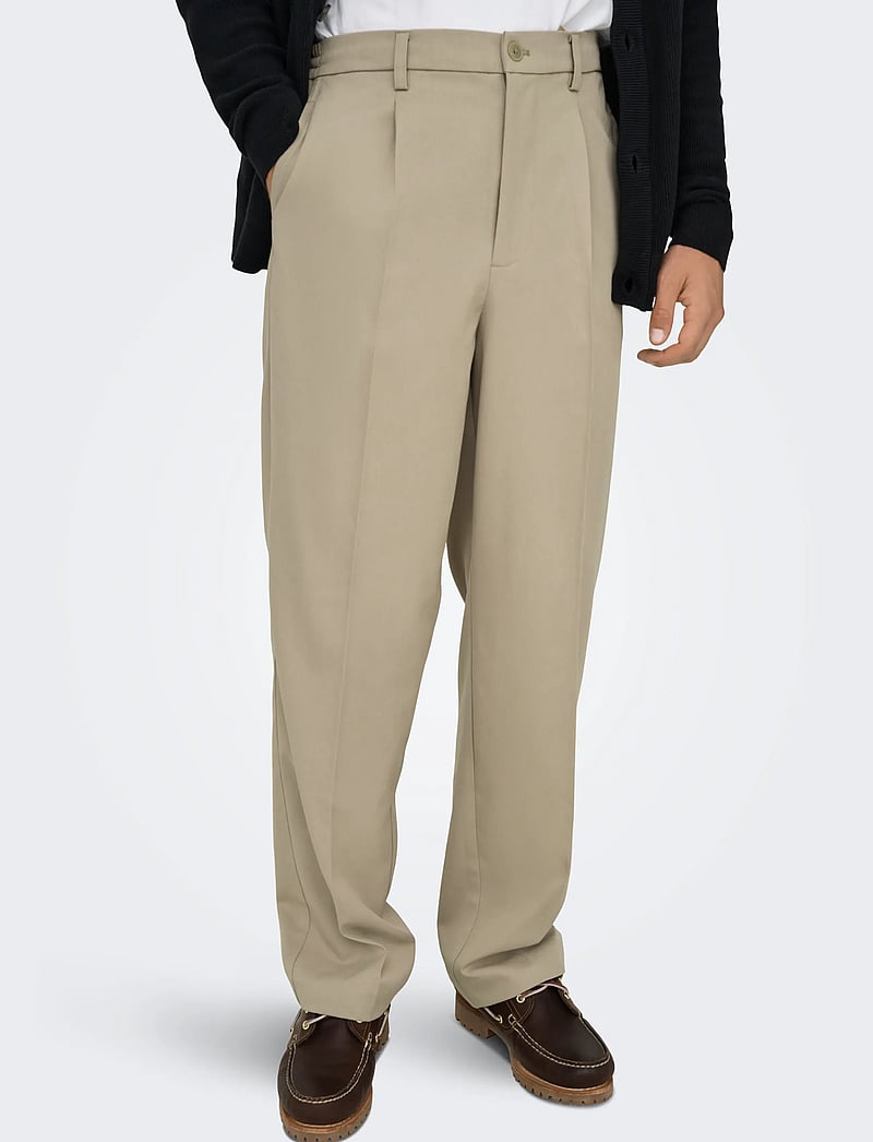ONLY & SONS - ONSMIRO TAILOR LOOSE 0346 PANT FRML NOOS - pantalons - chinchilla - 4