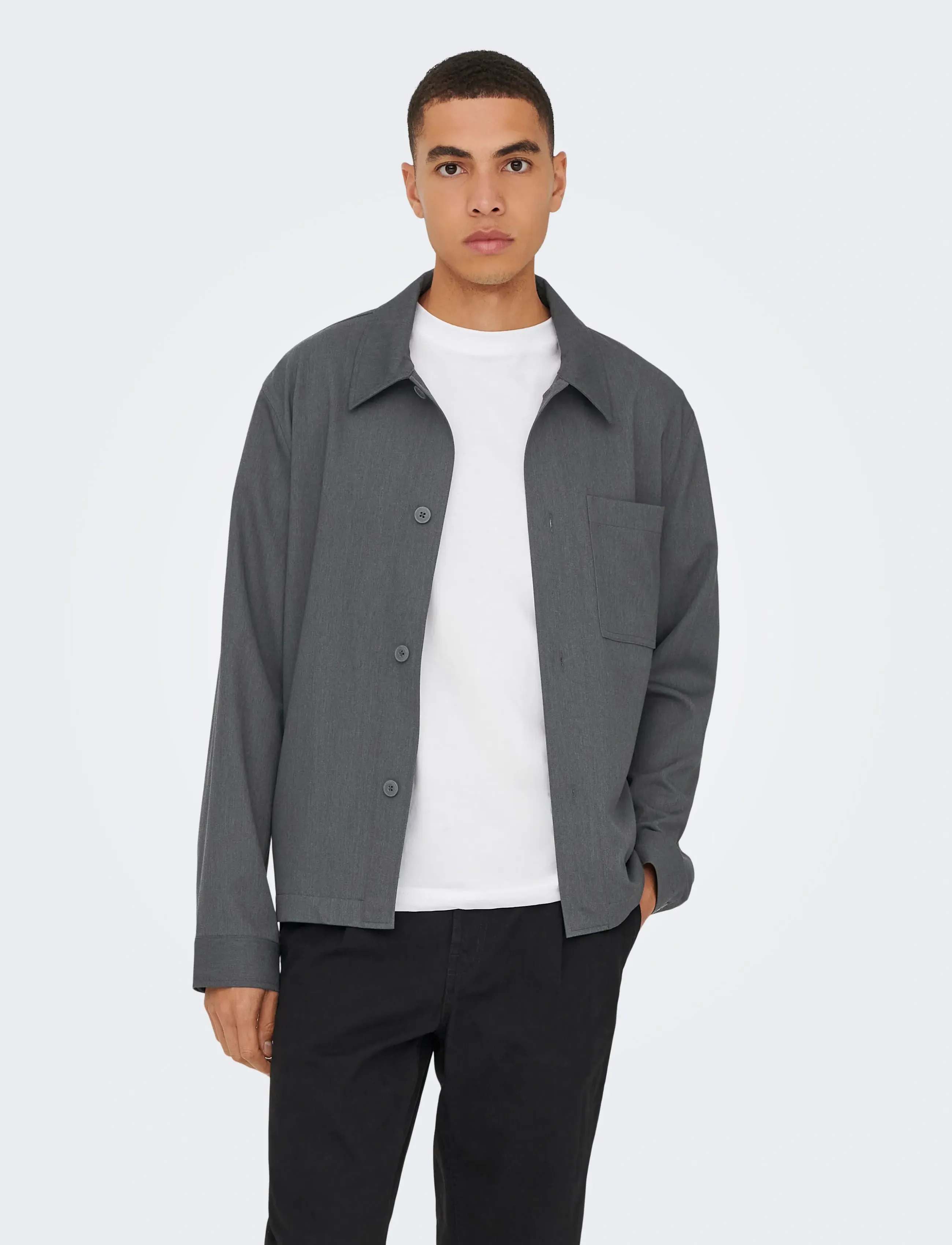 ONLY & SONS ONSMIRO TAILORED REG 0346 OVERSHIRT FRML - Overshirts - DARK GREY MELANGE / grey