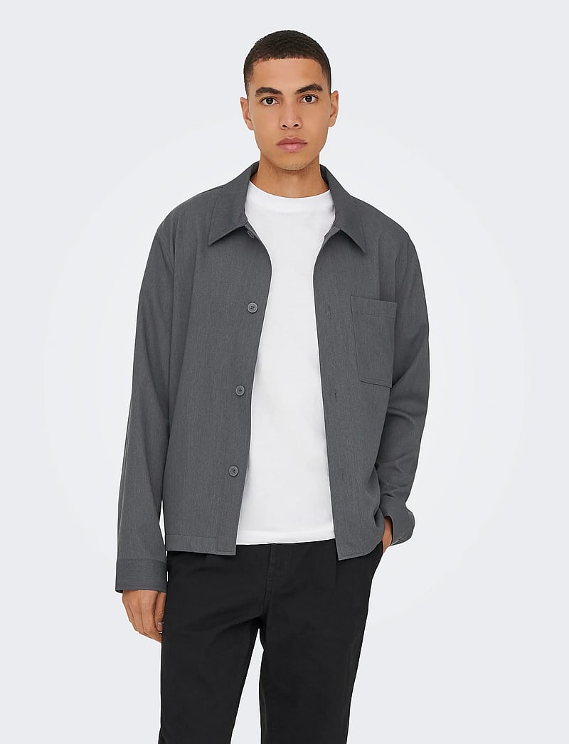 ONLY & SONS - ONSMIRO TAILORED REG 0346 OVERSHIRT FRML - kollektionen - dark grey melange - 0