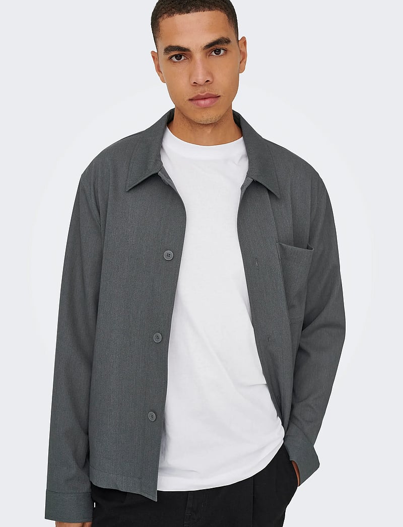 ONLY & SONS - ONSMIRO TAILORED REG 0346 OVERSHIRT FRML - kollektionen - dark grey melange - 5