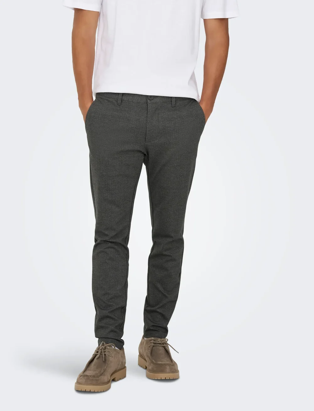 ONLY & SONS - ONSMARK SLIM CHECK 020960 PANT NOOS - casual - jet black - 0