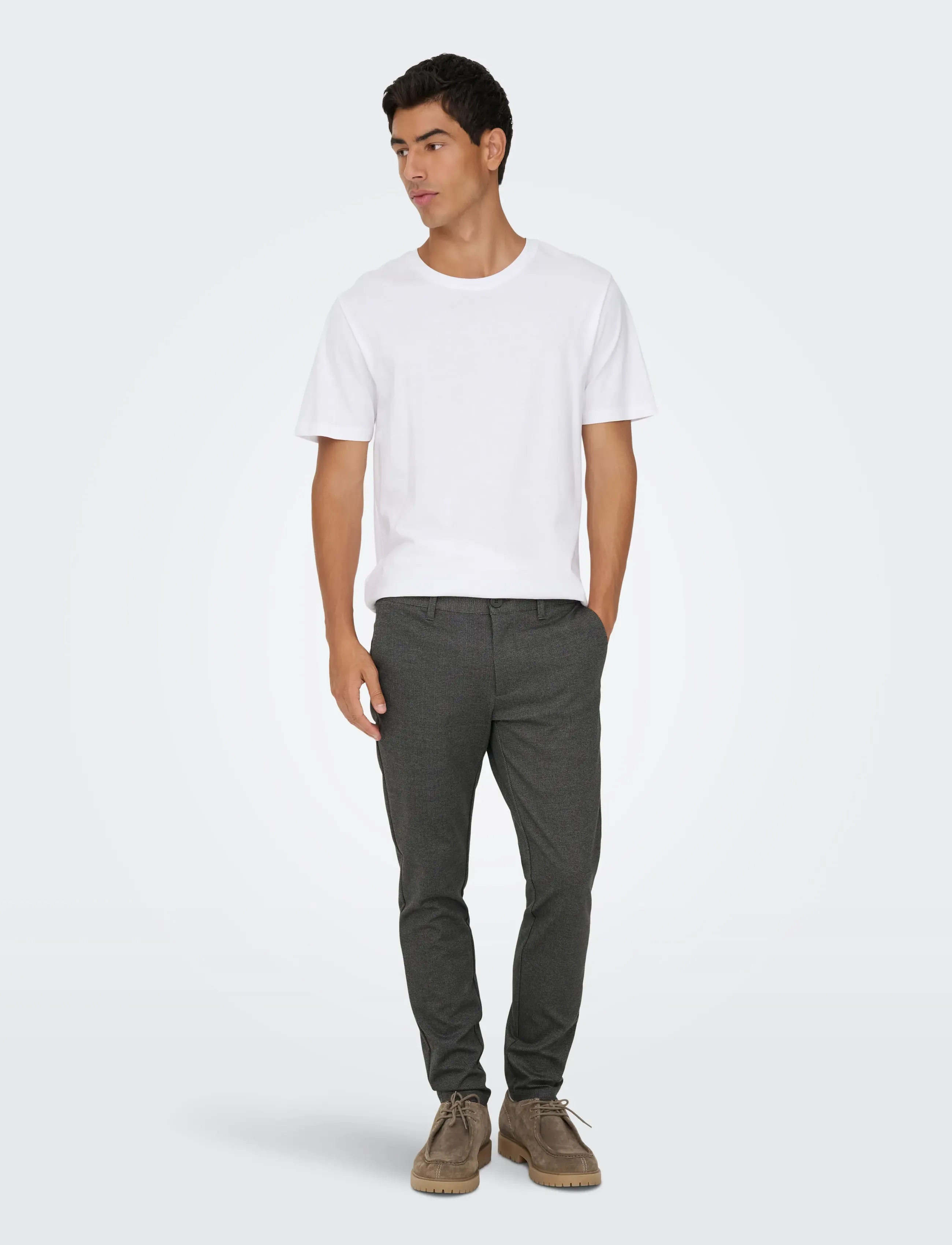 ONLY & SONS - ONSMARK SLIM CHECK 020960 PANT NOOS - casual byxor - jet black - 4