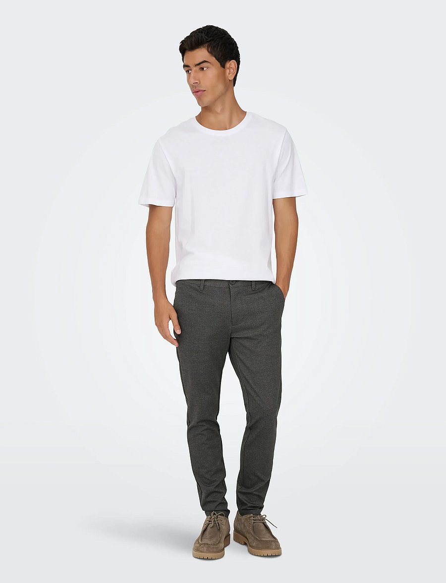 ONLY & SONS - ONSMARK SLIM CHECK 020960 PANT NOOS - casual - jet black - 4