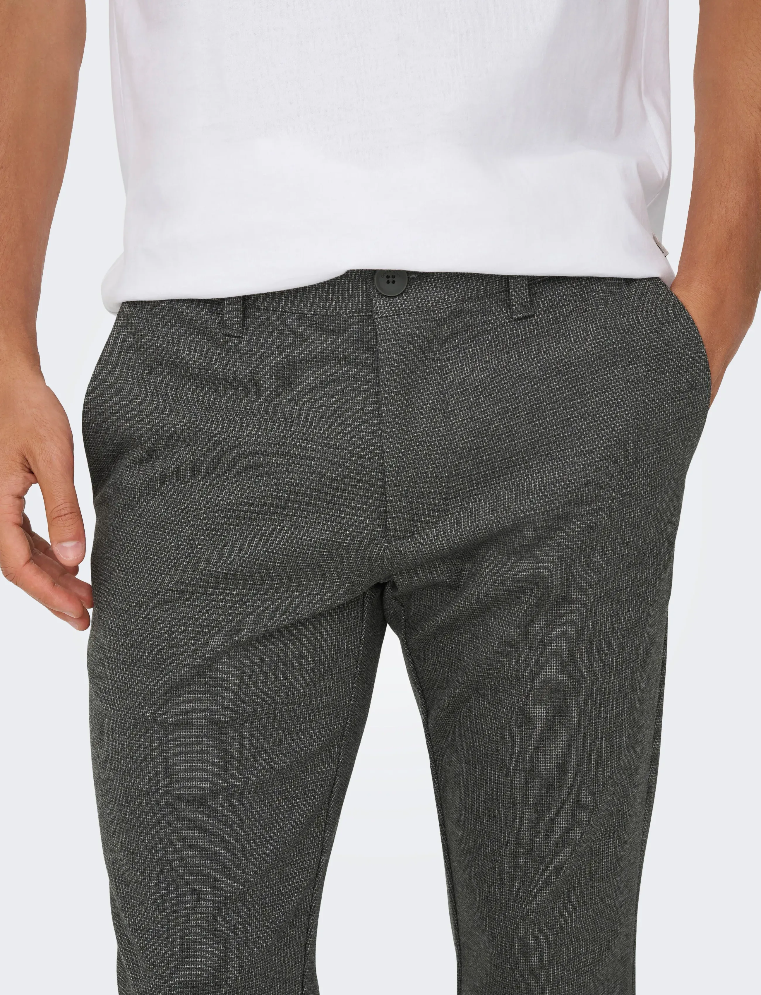 ONLY & SONS - ONSMARK SLIM CHECK 020960 PANT NOOS - casual byxor - jet black - 5