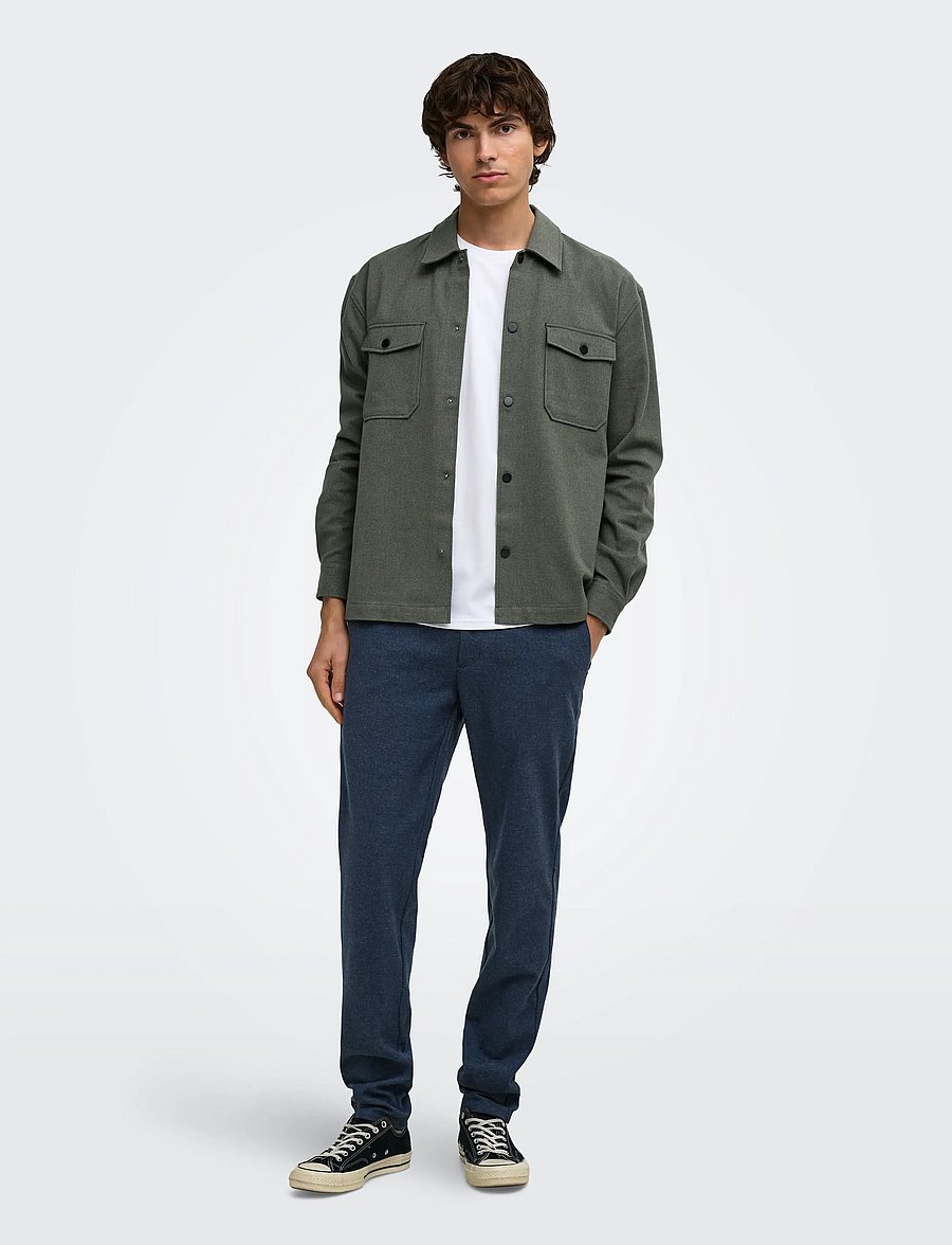ONLY & SONS - ONSMARK SLIM BRUSH PIQUE 0353 PANTS NOOS - chinos - blue nights - 4