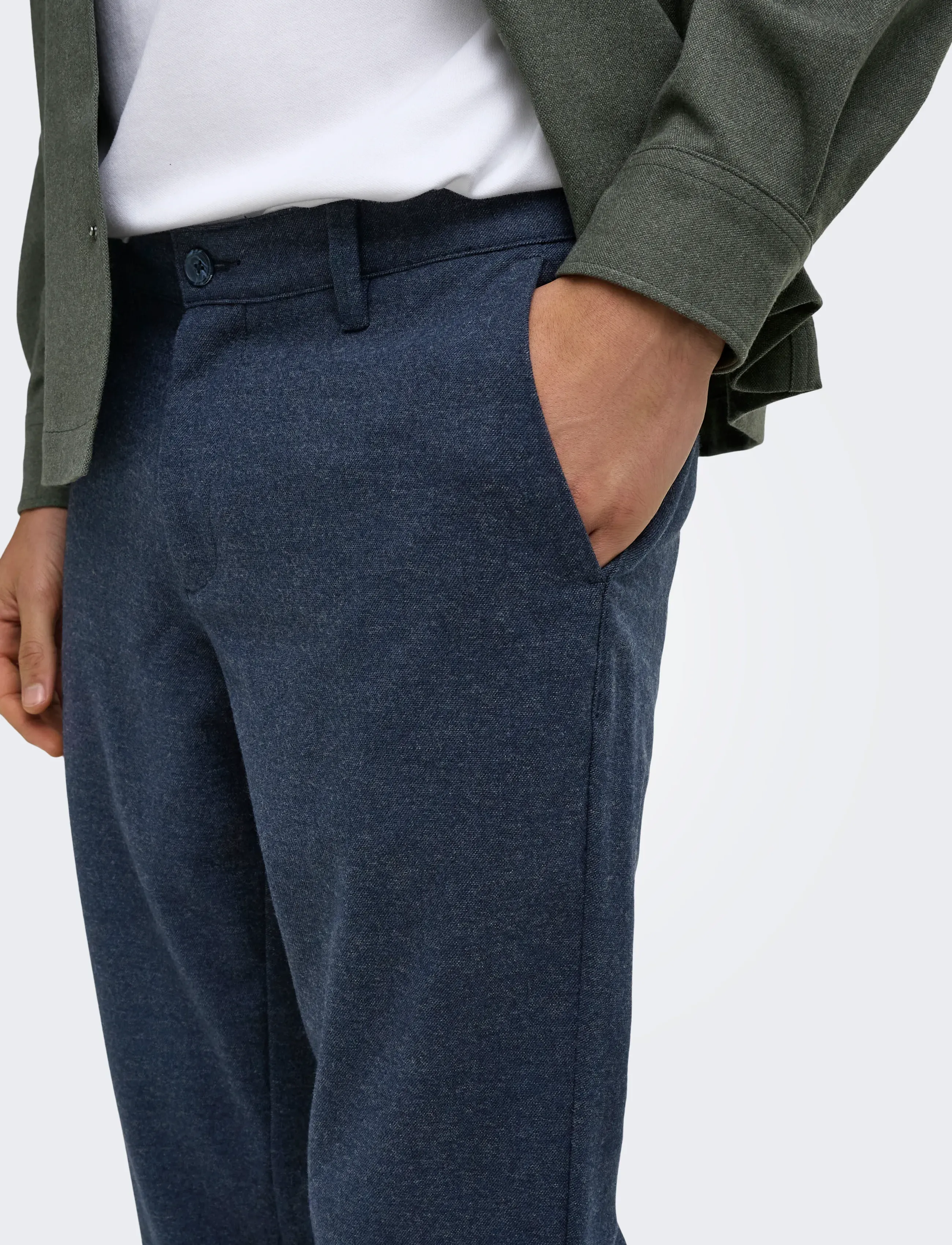 ONLY & SONS - ONSMARK SLIM BRUSH PIQUE 0353 PANTS NOOS - chinos - blue nights - 5