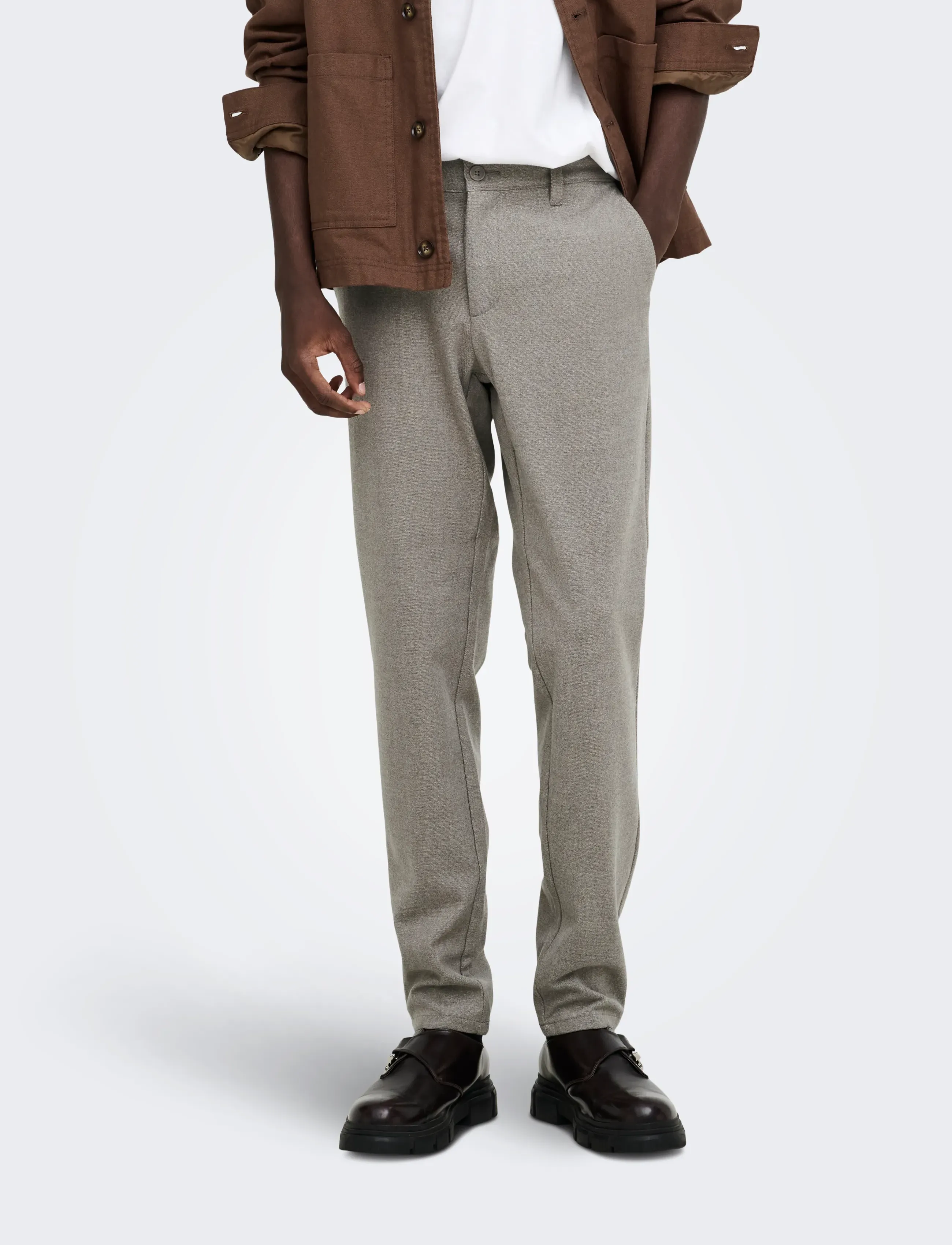ONLY & SONS ONSMARK SLIM BRUSH PIQUE 0353 PANTS NOOS - Chinos - FALCON / brown