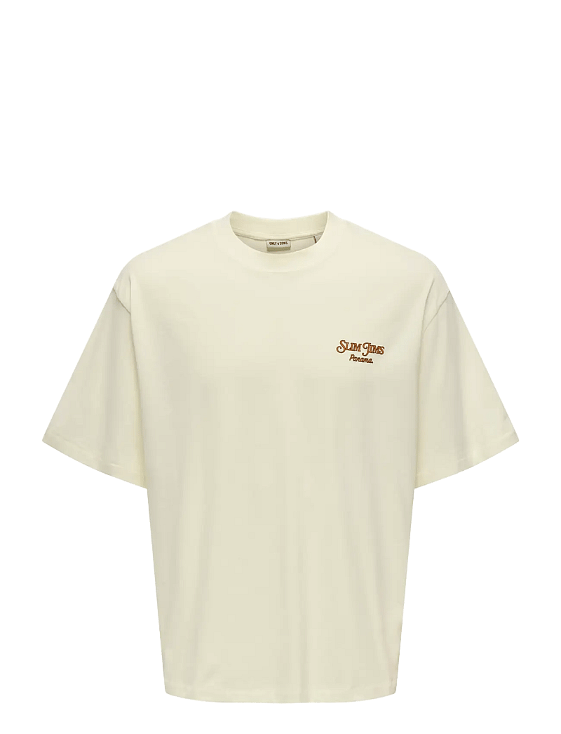 ONLY & SONS - ONSMALIK JIMS OVS SS TEE - stutterma bolir - antique white - 1