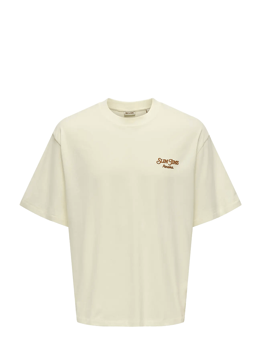 ONLY & SONS - ONSMALIK JIMS OVS SS TEE - kurzärmelig - antique white - 1