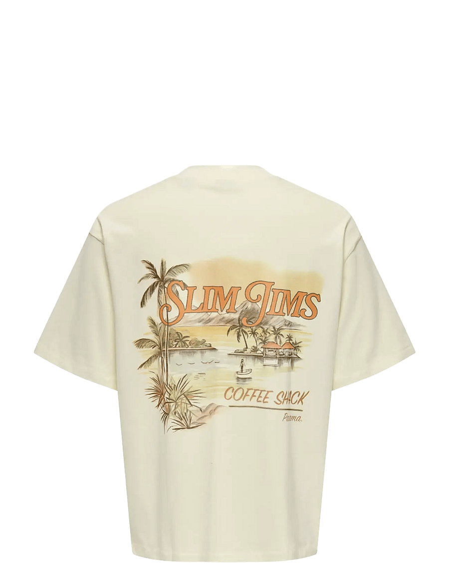 ONLY & SONS - ONSMALIK JIMS OVS SS TEE - kurzärmelig - antique white - 2