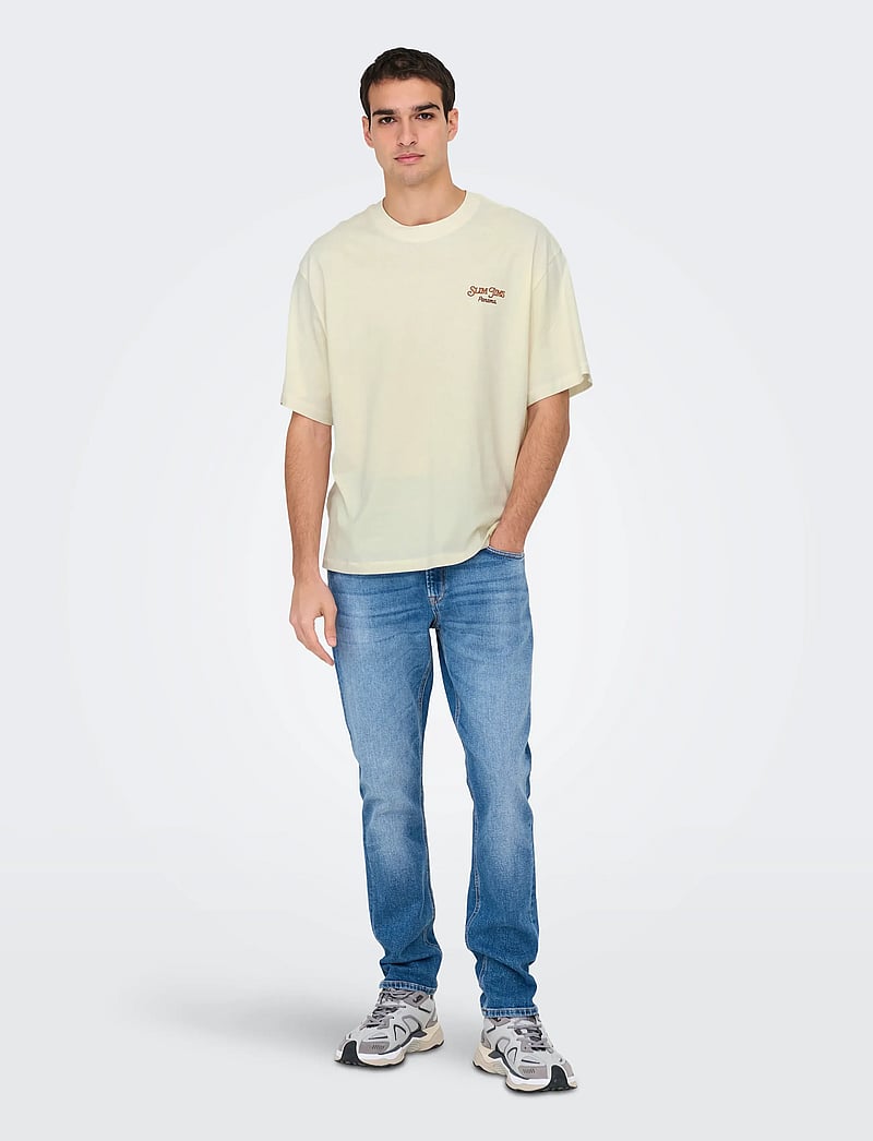 ONLY & SONS - ONSMALIK JIMS OVS SS TEE - stutterma bolir - antique white - 4