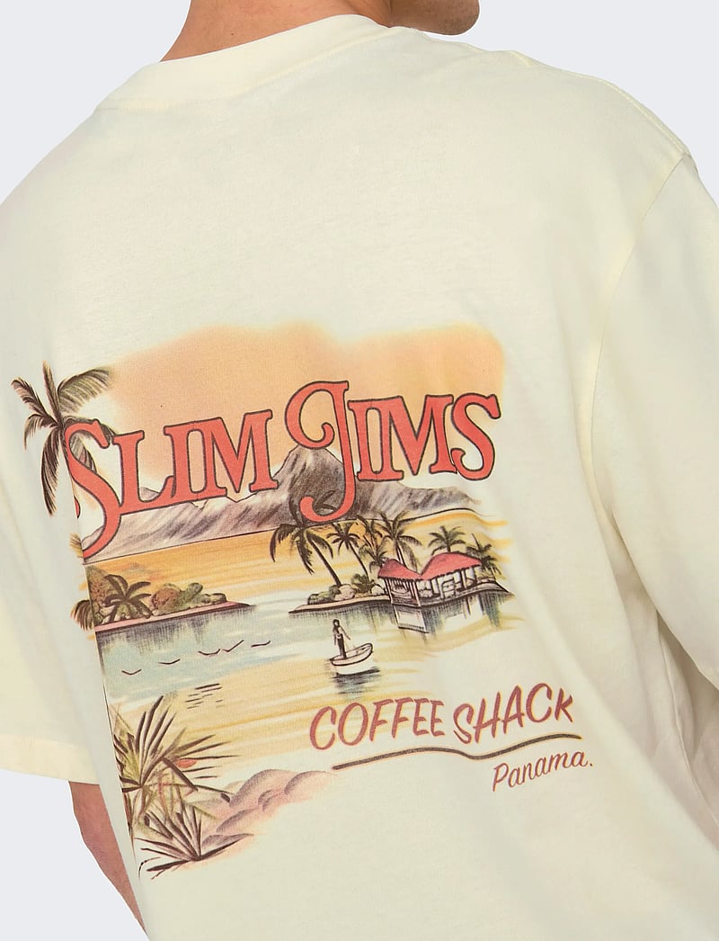 ONLY & SONS - ONSMALIK JIMS OVS SS TEE - stutterma bolir - antique white - 5