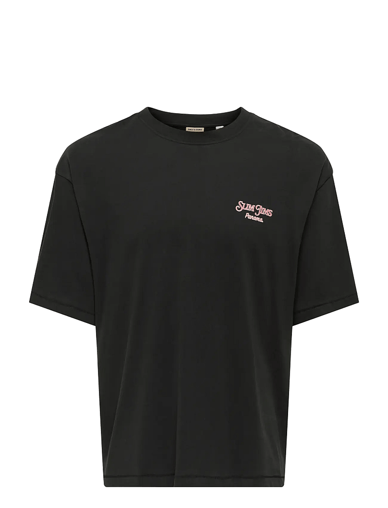 ONLY & SONS - ONSMALIK JIMS OVS SS TEE - kortærmede t-shirts - jet black - 1