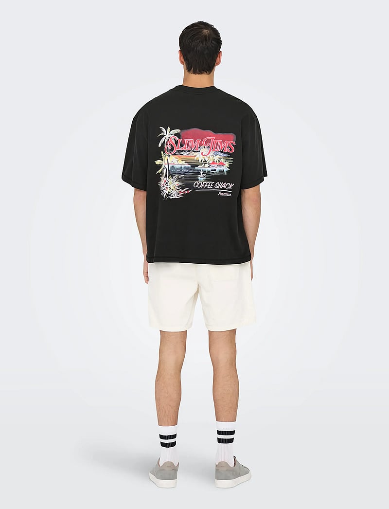 ONLY & SONS - ONSMALIK JIMS OVS SS TEE - kortærmede t-shirts - jet black - 3