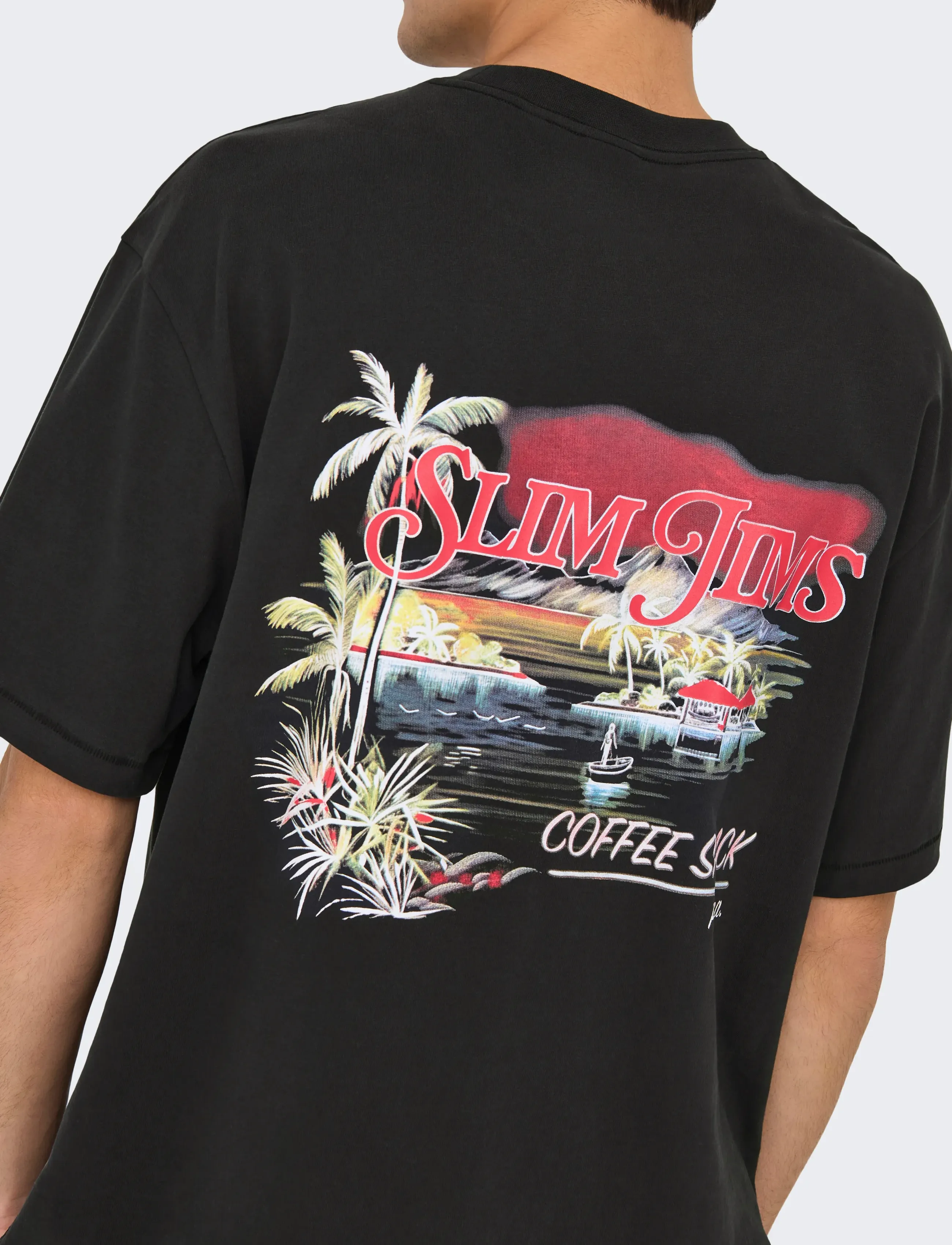 ONLY & SONS - ONSMALIK JIMS OVS SS TEE - lühikeste varrukatega t-särgid - jet black - 4