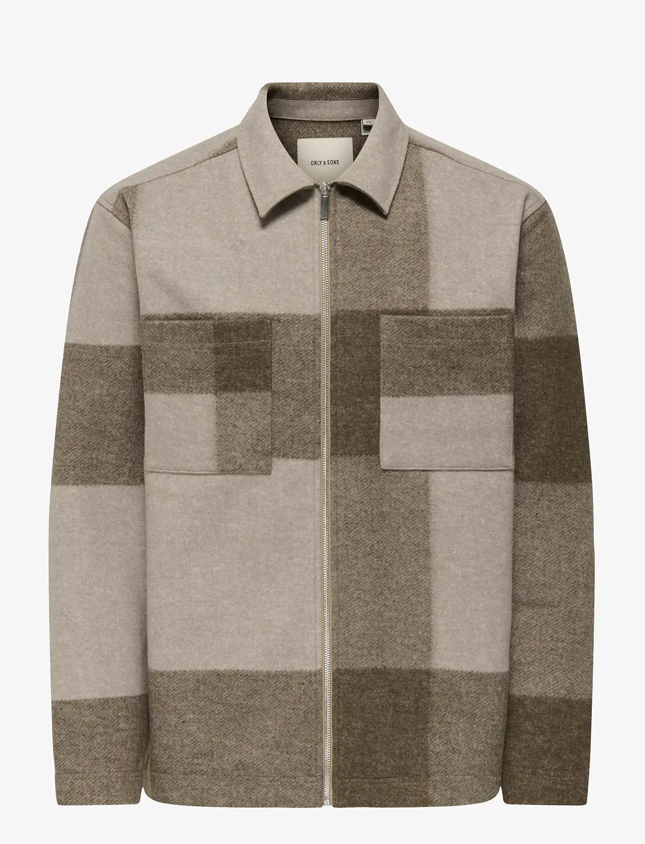 ONLY & SONS - ONSWAKE CHECKED ZIP OVERSHIRT - kolekcijas - chinchilla - 0