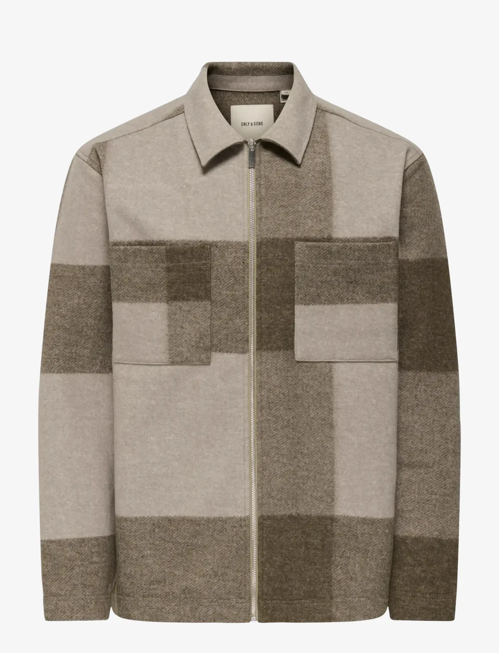 ONLY & SONS - ONSWAKE CHECKED ZIP OVERSHIRT - kollektioner - chinchilla - 0