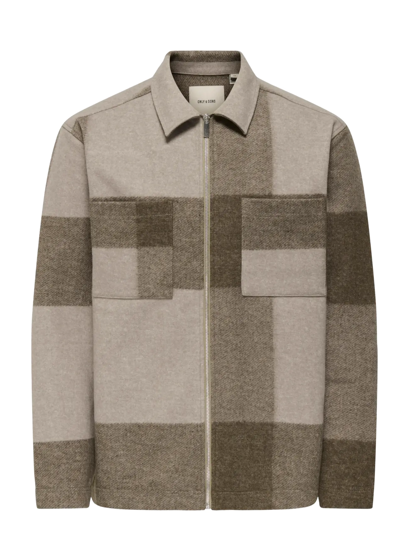 ONLY & SONS ONSWAKE CHECKED ZIP OVERSHIRT - Tøj - CHINCHILLA / brown