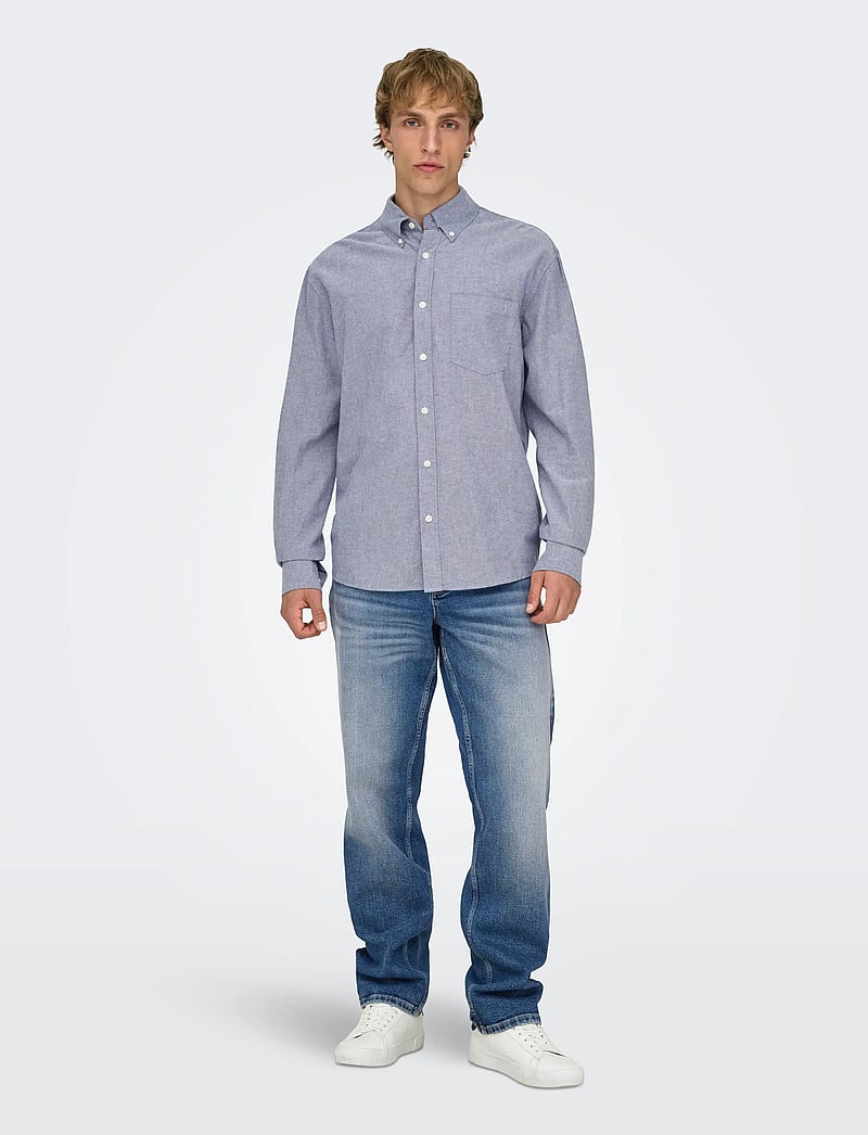 ONLY & SONS - ONSGATON REG LS SHIRT 0360 FRML - casual skjorter - blue nights - 4