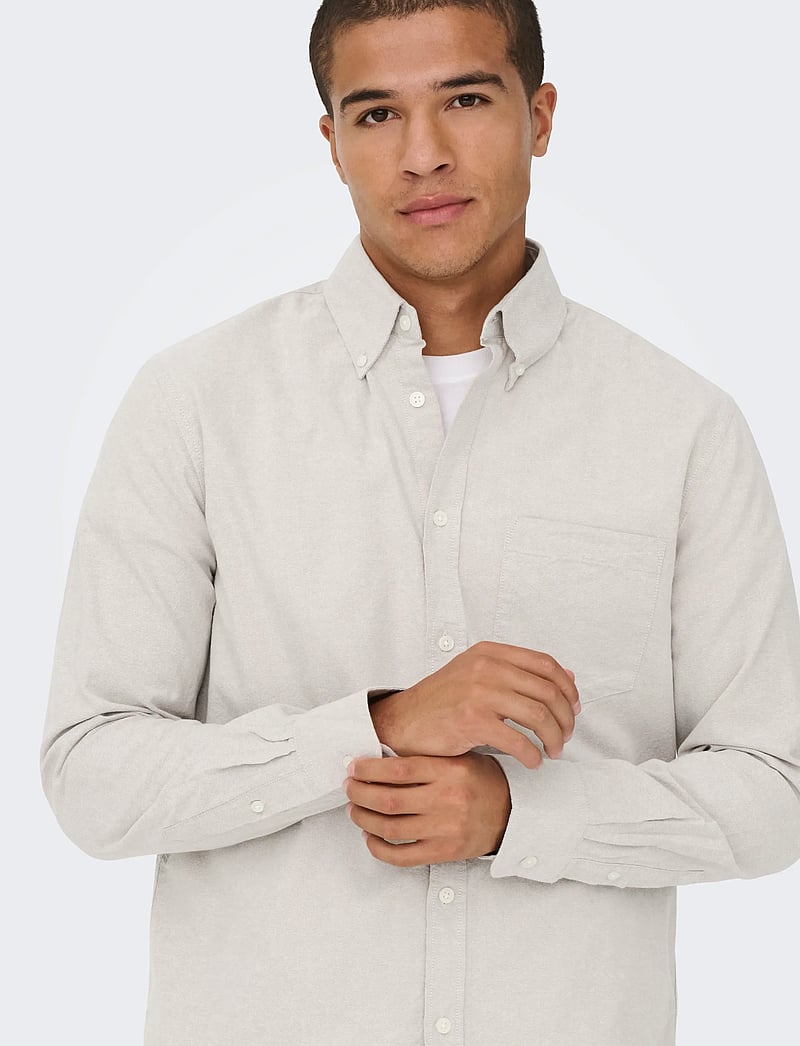 ONLY & SONS - ONSGATON REG LS SHIRT 0360 FRML - vabaajasärgid - chinchilla - 4