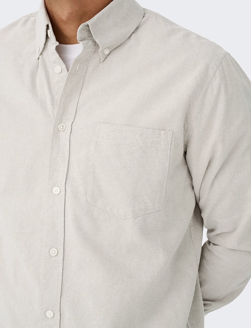 ONLY & SONS - ONSGATON REG LS SHIRT 0360 FRML - vabaajasärgid - chinchilla - 5