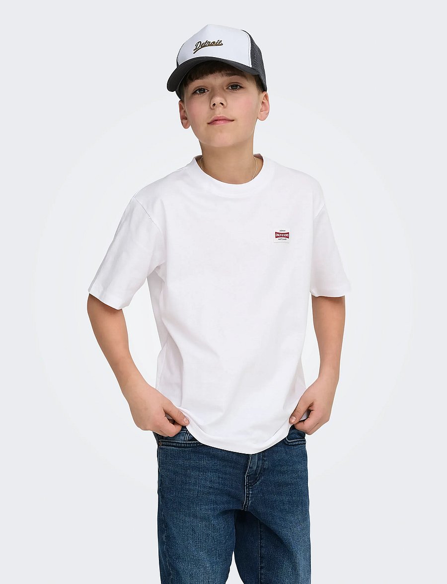 ONLY & SONS - OSJFRED LIFE RLX SS LABEL TEE NOOS - kortærmede t-shirts - bright white - 0