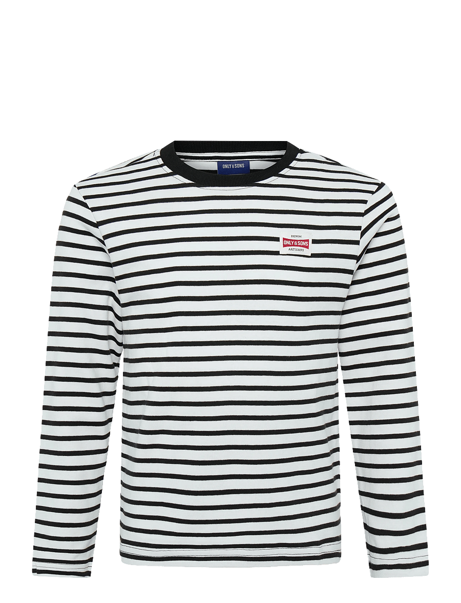 ONLY & SONS - OSJDAWSON REG LS STRIPE TEE - bright white - 0