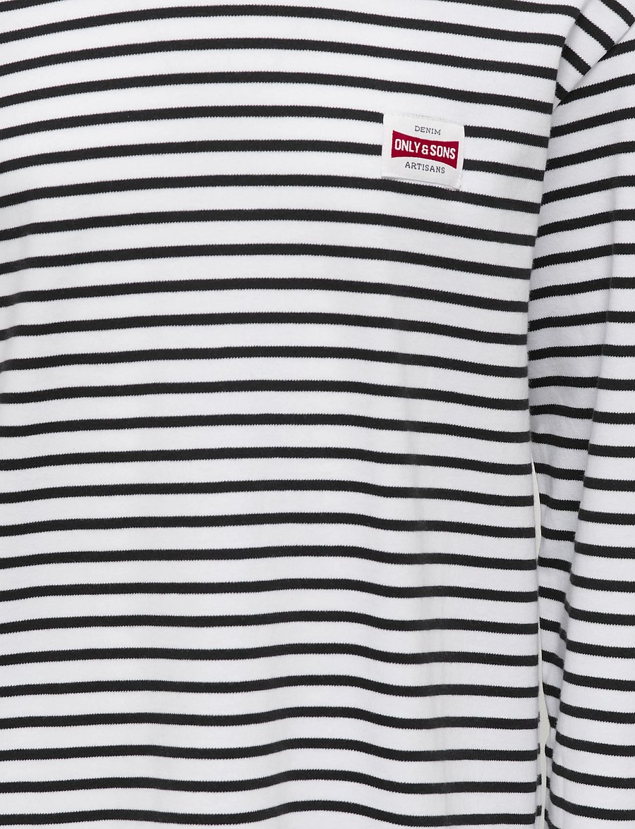 ONLY & SONS - OSJDAWSON REG LS STRIPE TEE - langärmelig - bright white - 3