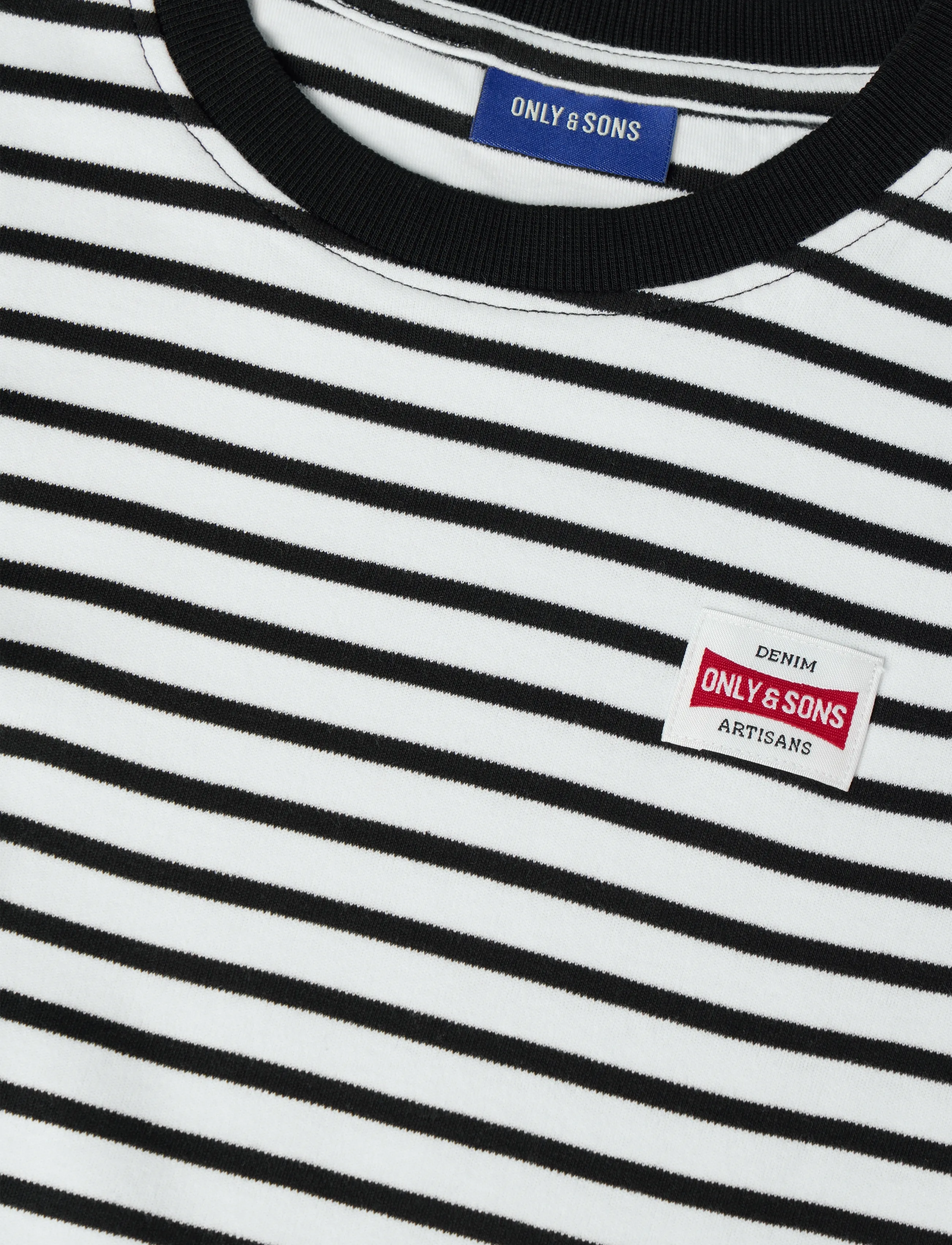 ONLY & SONS - OSJDAWSON REG LS STRIPE TEE - bright white - 2
