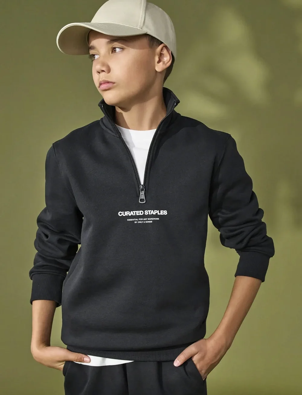 ONLY & SONS - OSJCURATED REG HALF ZIP SWEAT VD - sweatshirts - black - 0