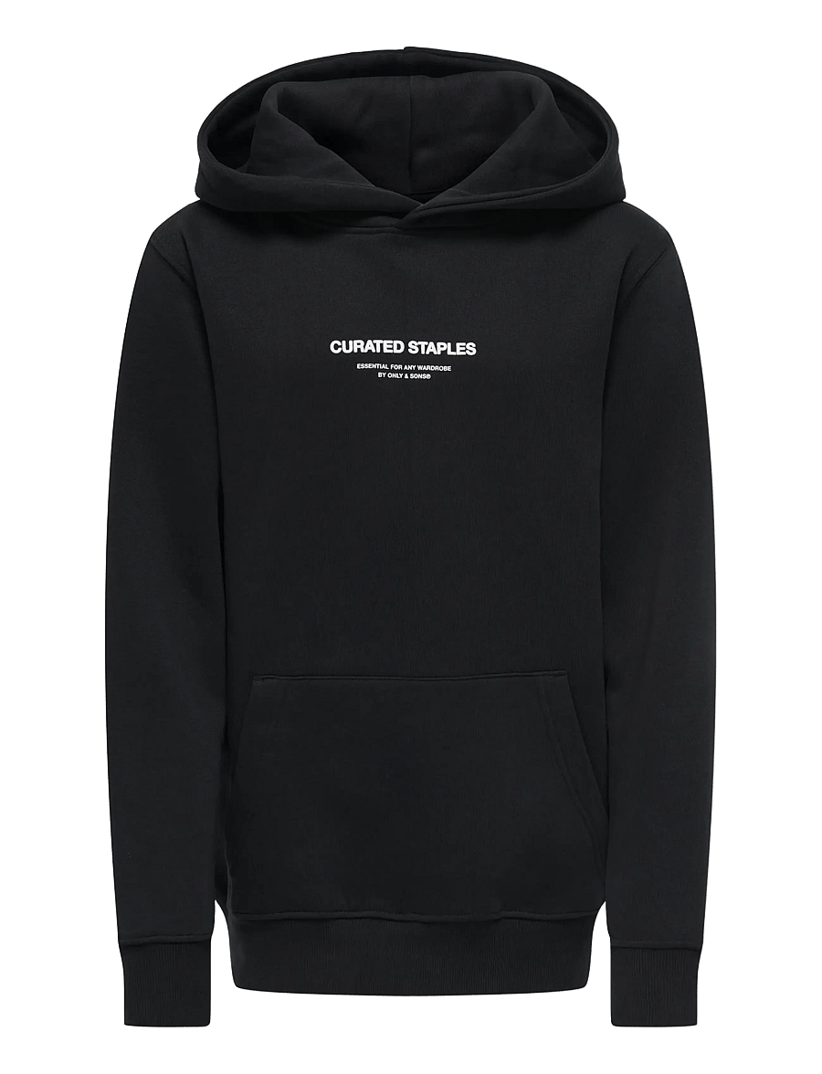 ONLY & SONS - OSJCURATED REG HOODIE SWEAT VD - hoodies - black - 0