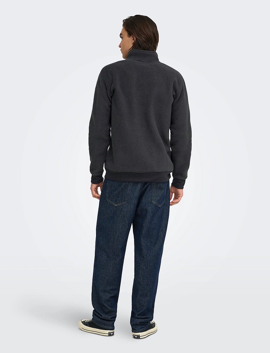 ONLY & SONS - ONSEMILIO REG TEDDY HALF ZIP SWEAT VD - fleece-pullover - black - 3