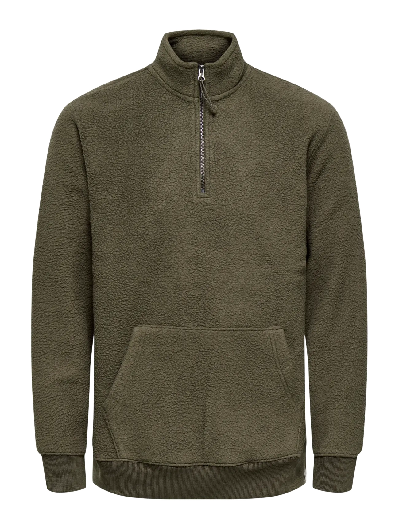 ONLY & SONS - ONSEMILIO REG TEDDY HALF ZIP SWEAT VD - canteen - 1