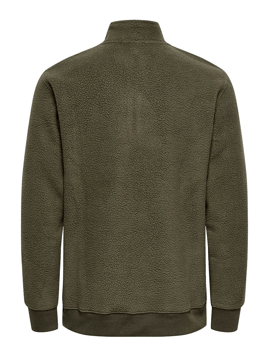 ONLY & SONS - ONSEMILIO REG TEDDY HALF ZIP SWEAT VD - plīša džemperi - canteen - 2