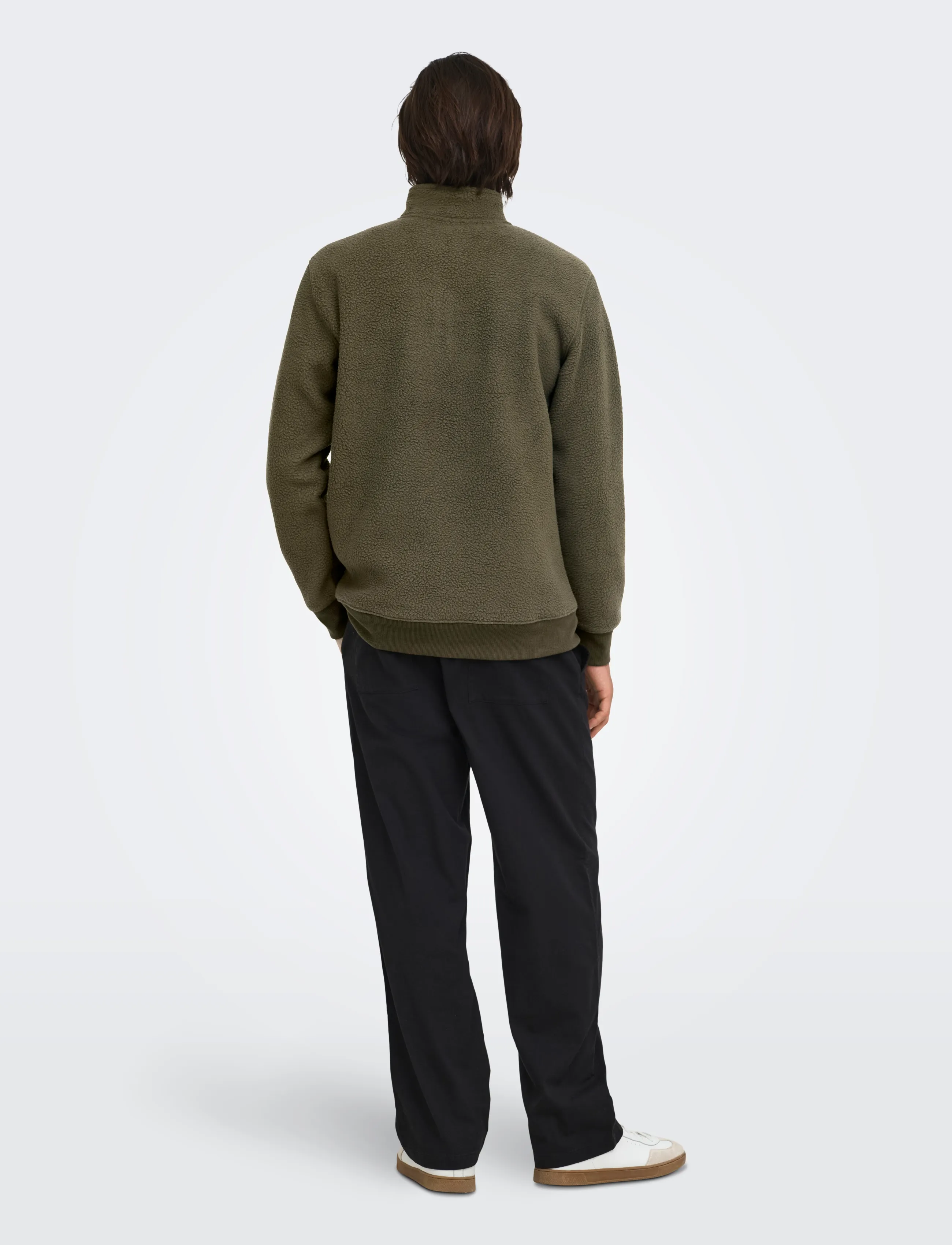ONLY & SONS - ONSEMILIO REG TEDDY HALF ZIP SWEAT VD - canteen - 3