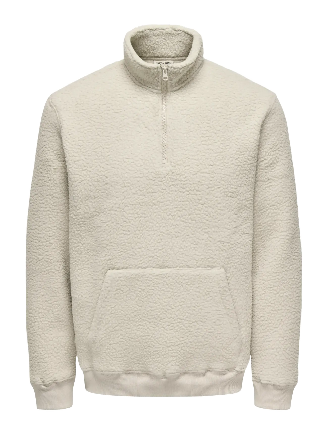 ONLY & SONS ONSEMILIO REG TEDDY HALF ZIP SWEAT VD - Fleece-Pullover - SILVER LINING / cream