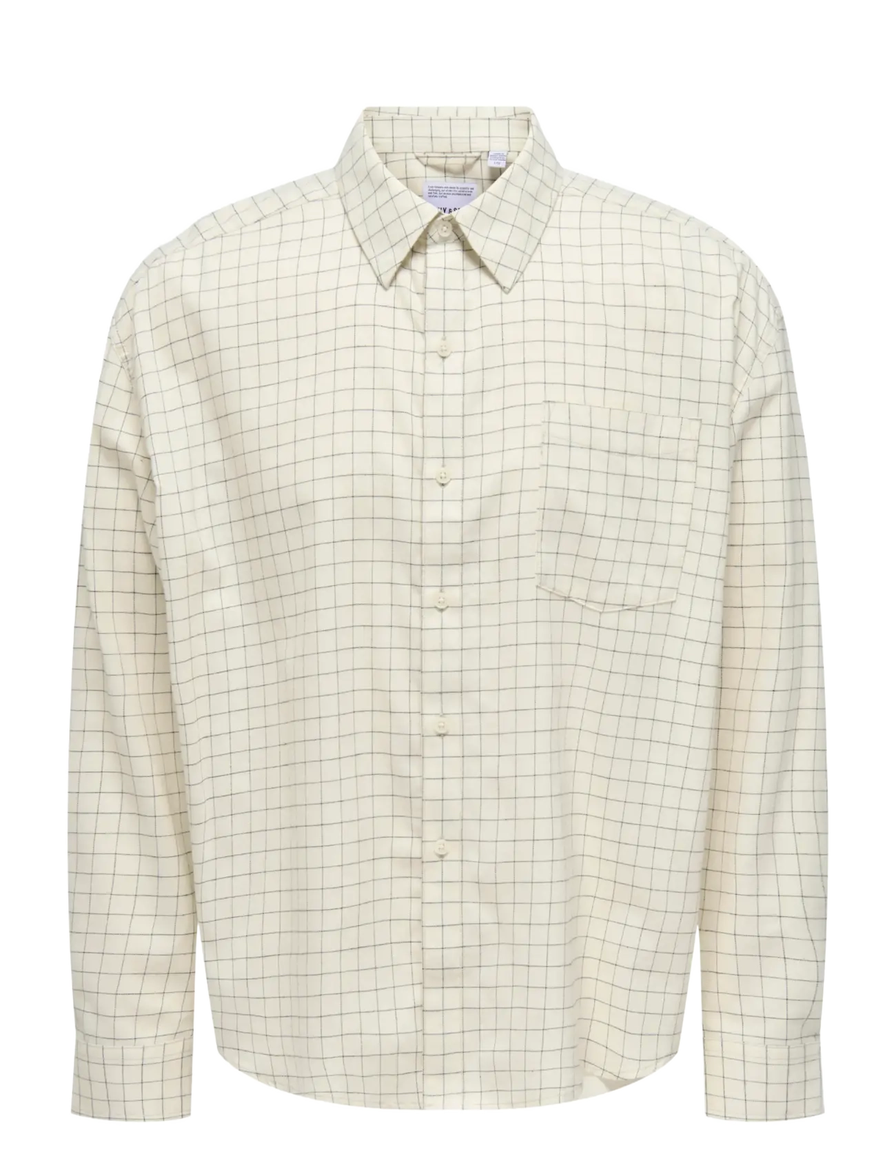 ONLY & SONS ONSBARNEY RLX CHECK LS SHIRT CF - T-Shirts - ANTIQUE WHITE / cream