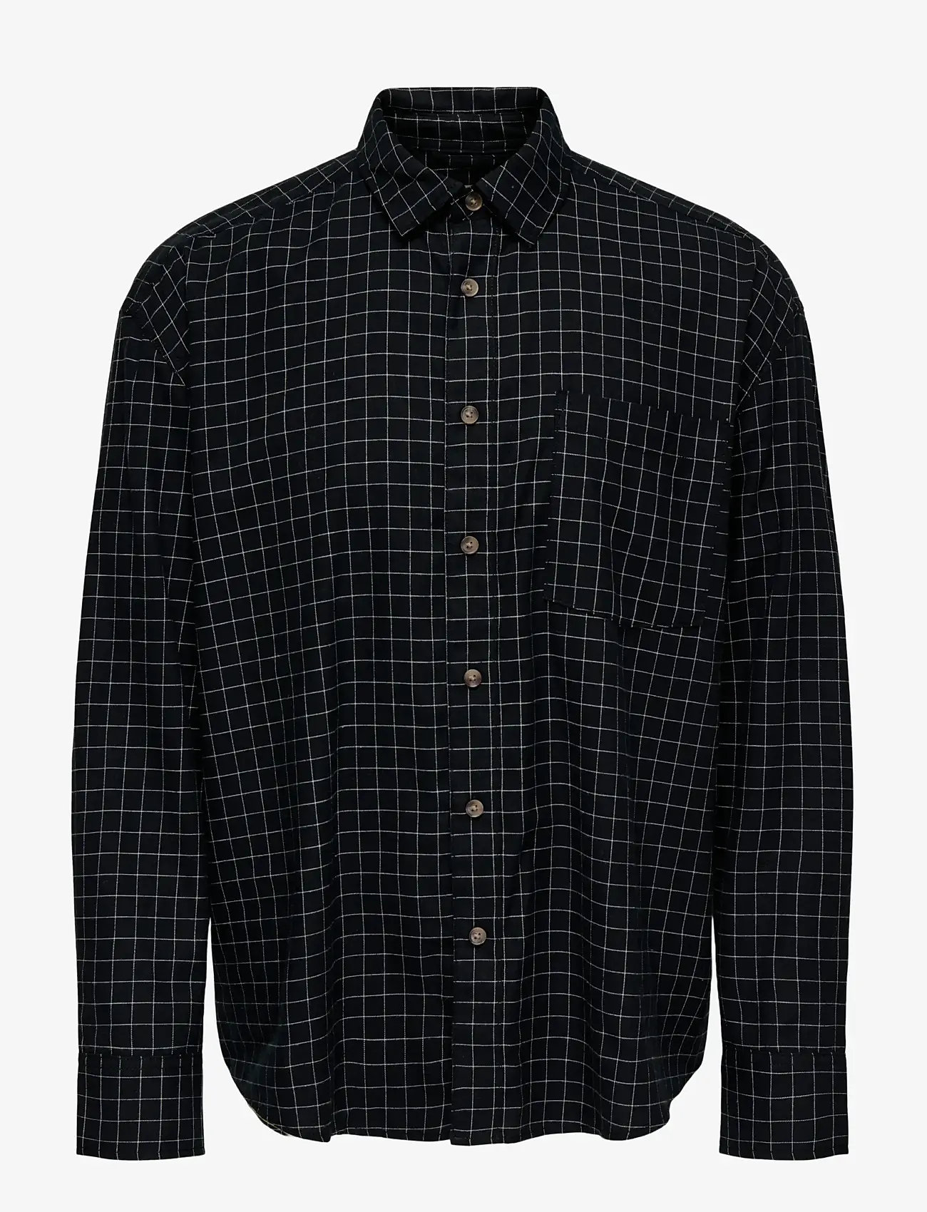 ONLY & SONS - ONSBARNEY RLX CHECK LS SHIRT CF - rutiga skjortor - jet black - 1