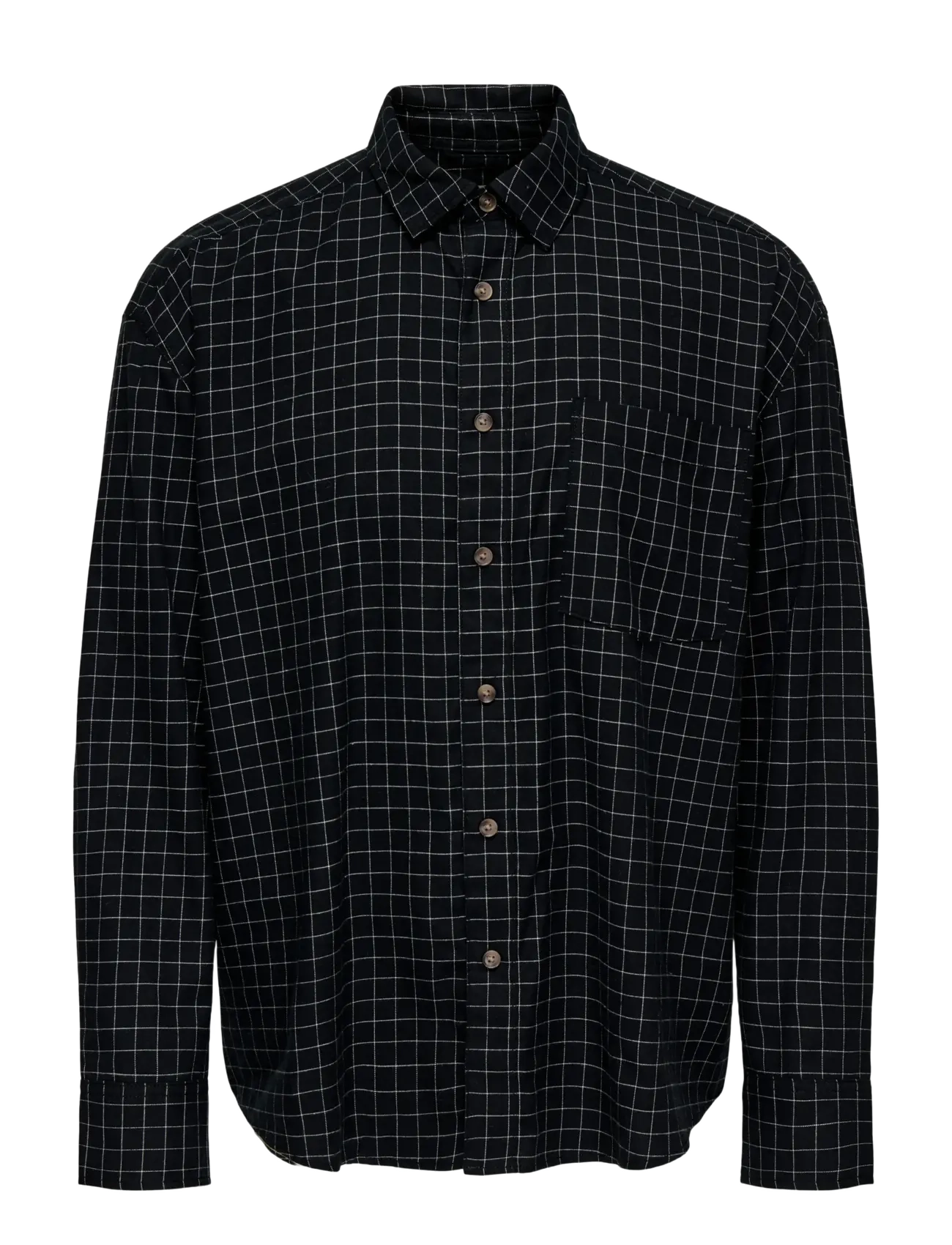 ONLY & SONS ONSBARNEY RLX CHECK LS SHIRT CF - T-Shirts - JET BLACK / black