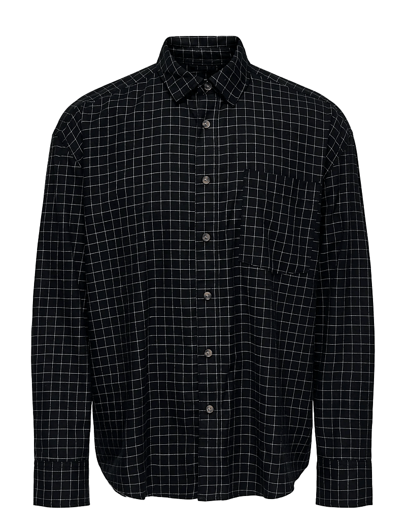 ONLY & SONS - ONSBARNEY RLX CHECK LS SHIRT CF - rutiga skjortor - jet black - 1