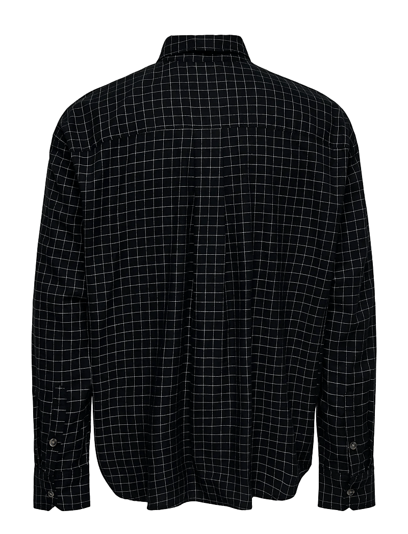 ONLY & SONS - ONSBARNEY RLX CHECK LS SHIRT CF - rutiga skjortor - jet black - 2