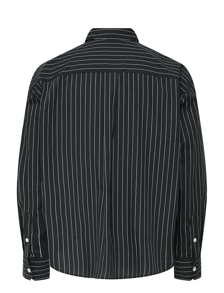 ONLY & SONS - ONSBARRY RLX POPPLIN STRIPE LS CF - randiga skjortor - jet black - 2