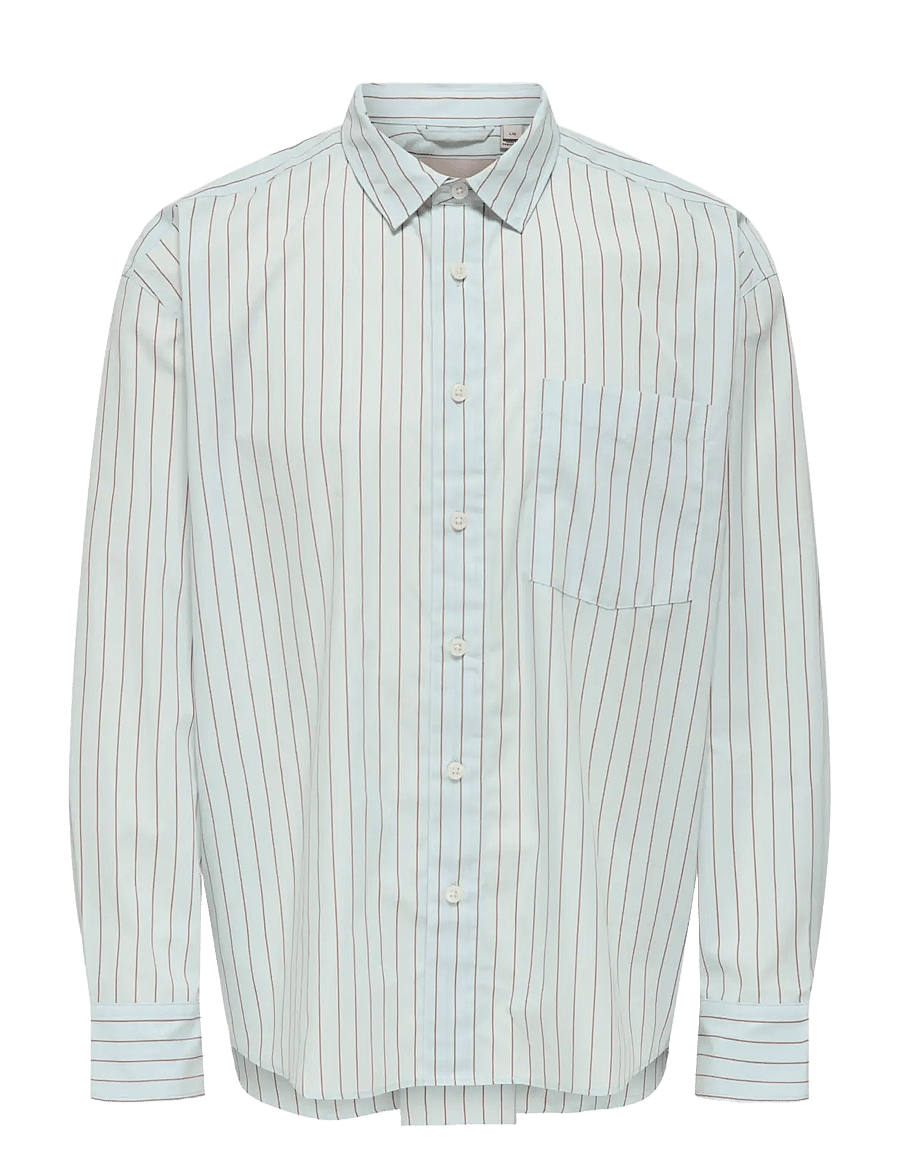 ONLY & SONS - ONSBARRY RLX POPPLIN STRIPE LS CF - triibulised särgid - skywriting - 1