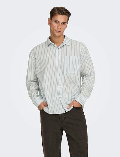 Onsbarry Rlx Popplin Stripe Ls Cf - Stribede Skjorter