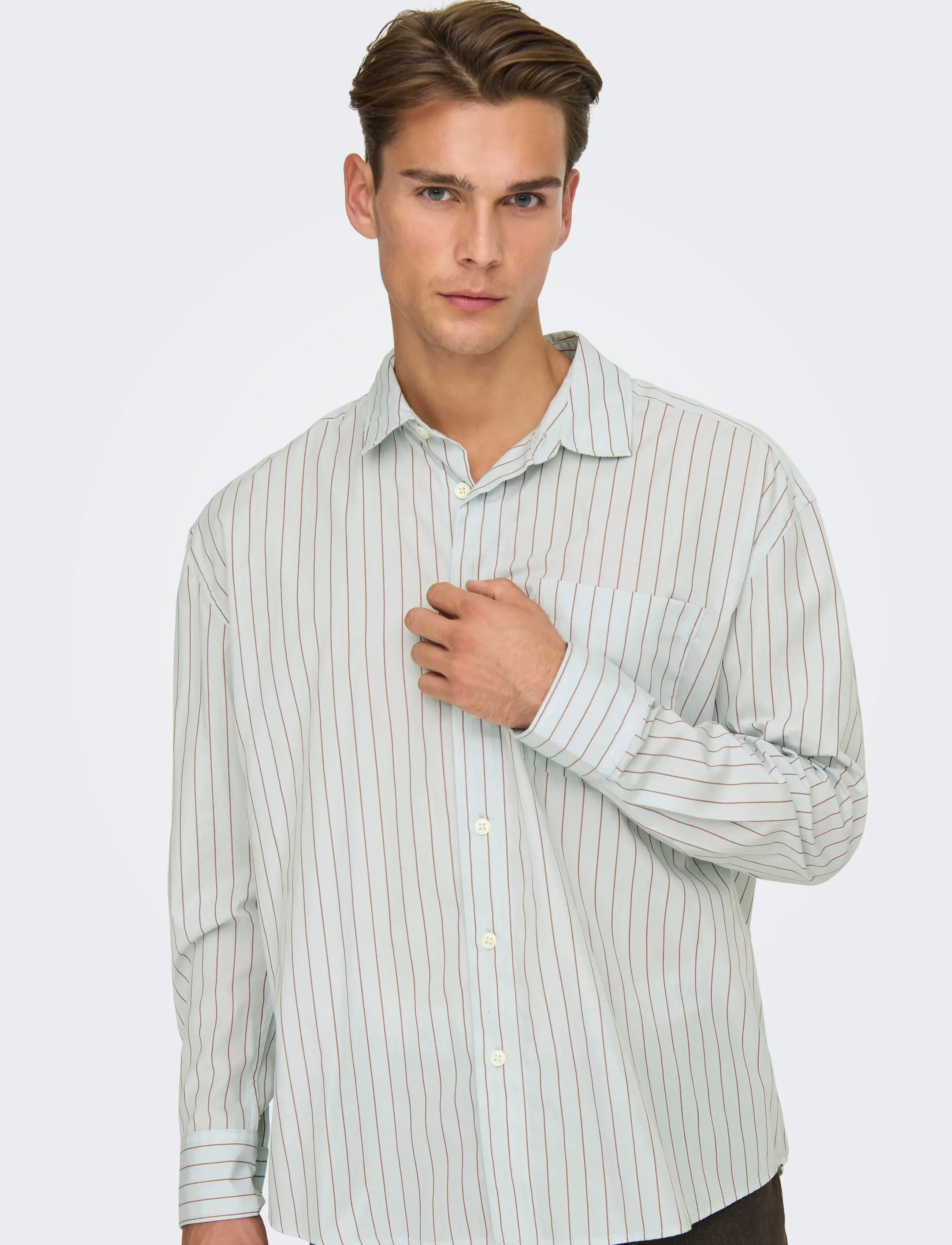 ONLY & SONS - ONSBARRY RLX POPPLIN STRIPE LS CF - kollektioner - skywriting - 5
